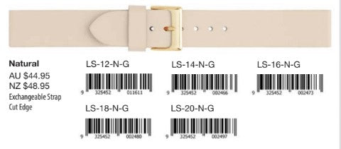 Leather Strap Natural Yellow Gold Buckle Watchband 16mm