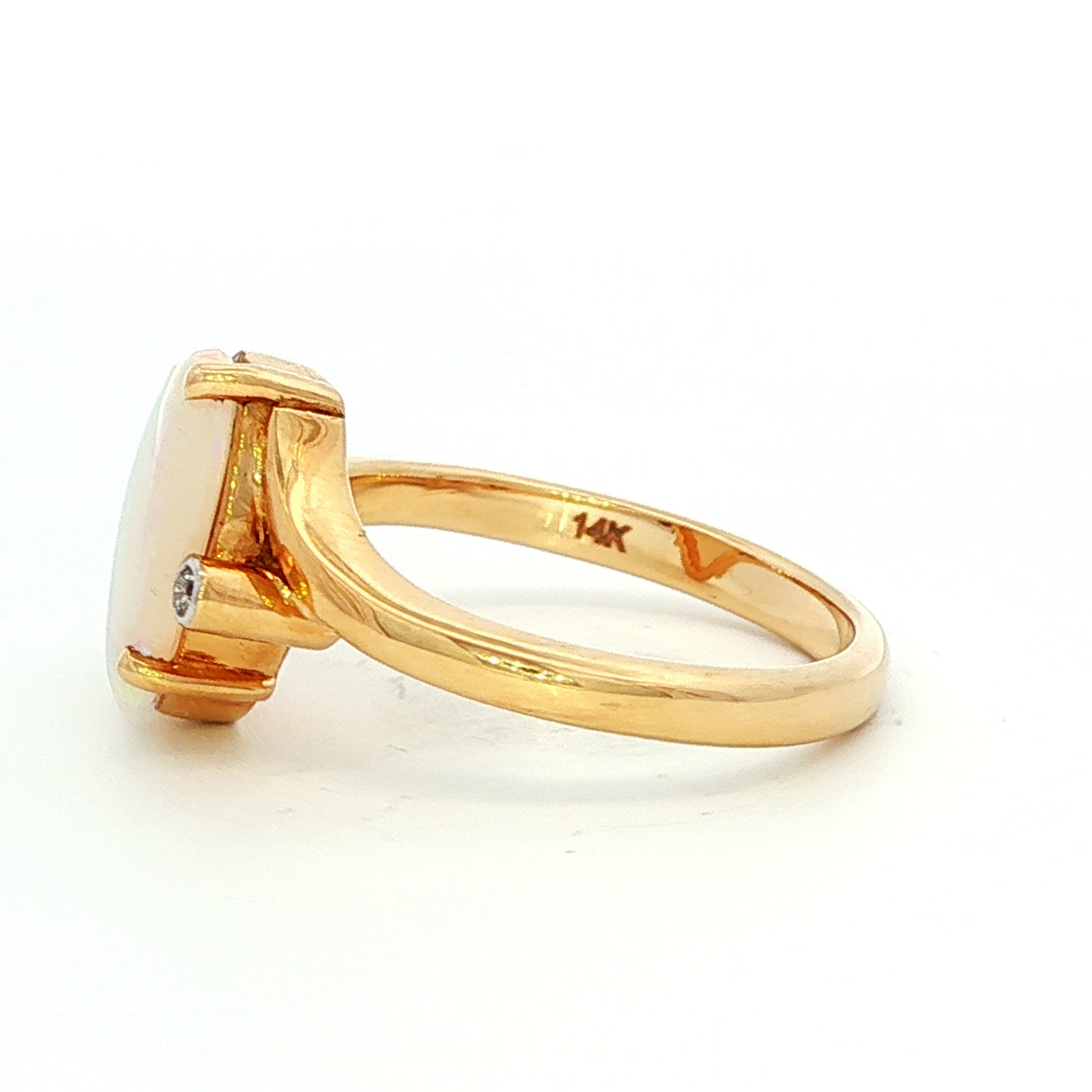 Solid Opal & Diamond Dress Ring in Yellow Gold