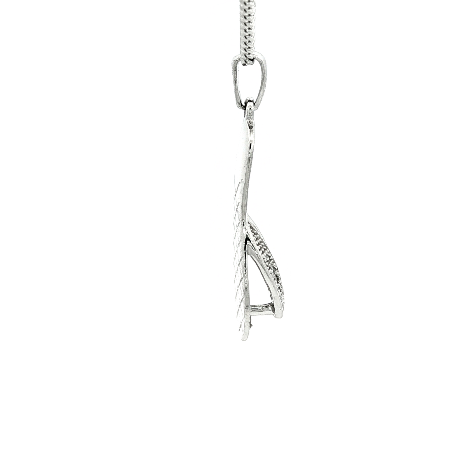 White Gold Over Silver Diamond Flip Flop Charm Necklace