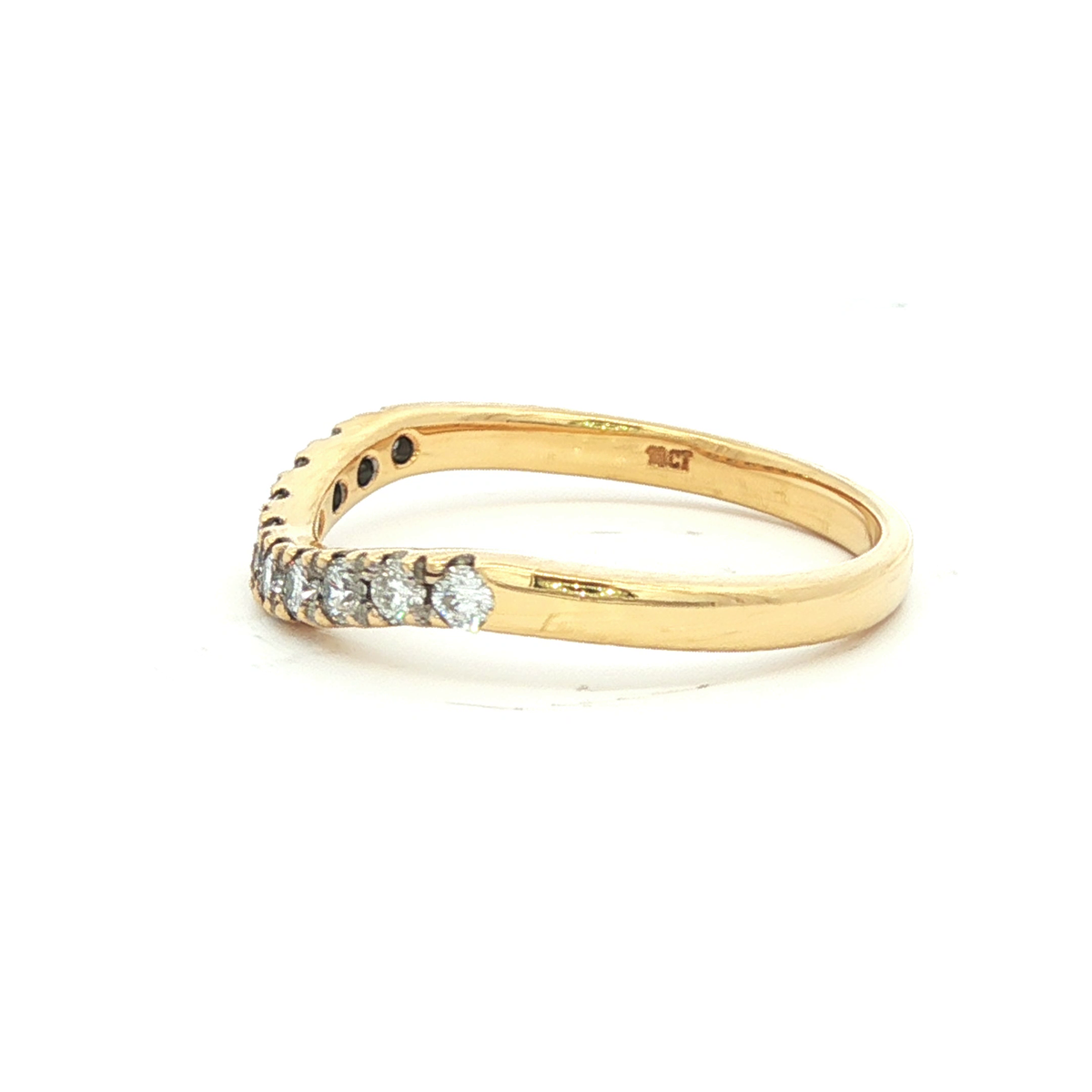 Curved Diamond Set Wedding Band in Yellow Gold