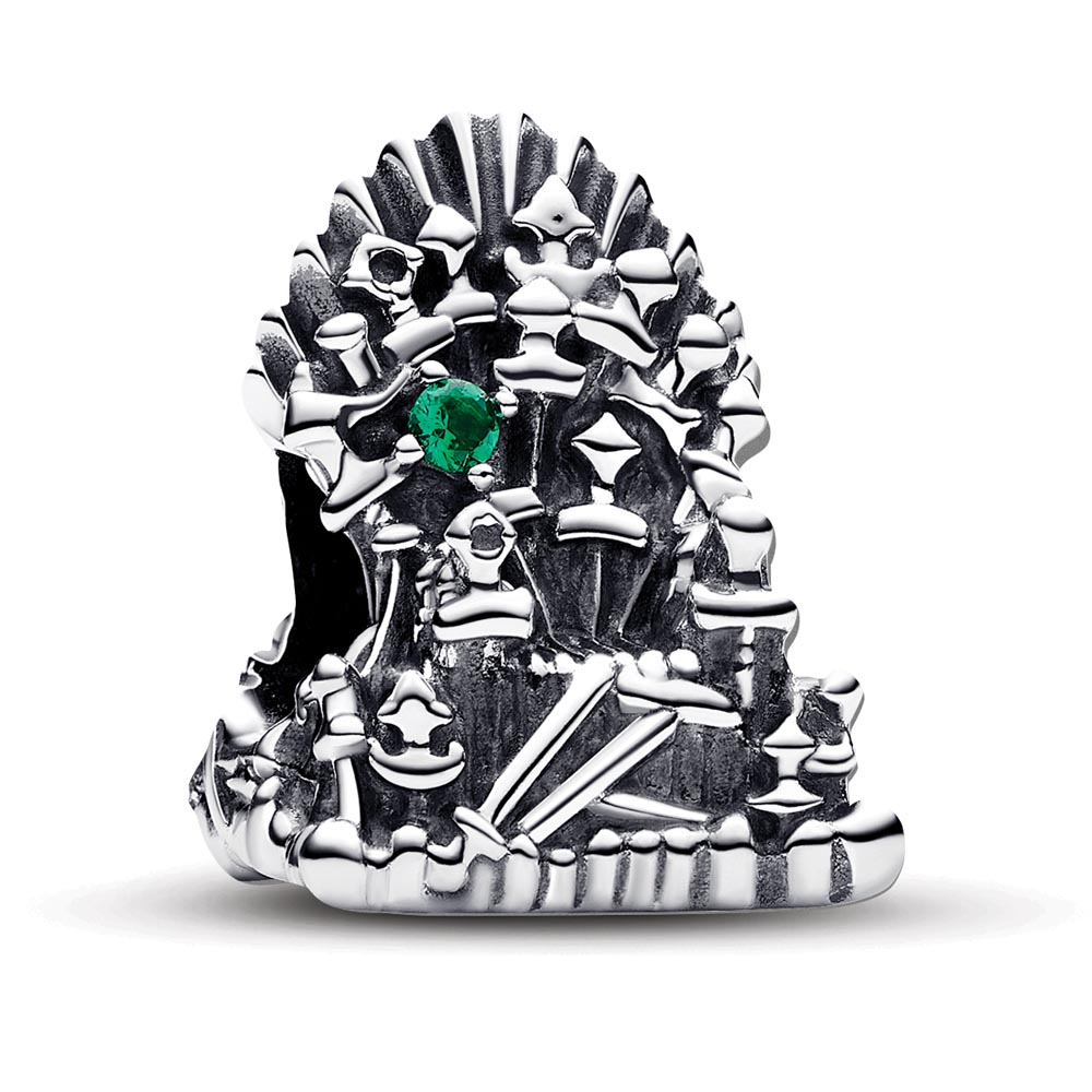 Project House The Iron Throne sterling silver charm with royal green crystal
