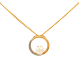 9ct YG Freshwater Pearl & Diamond Circle Pendant