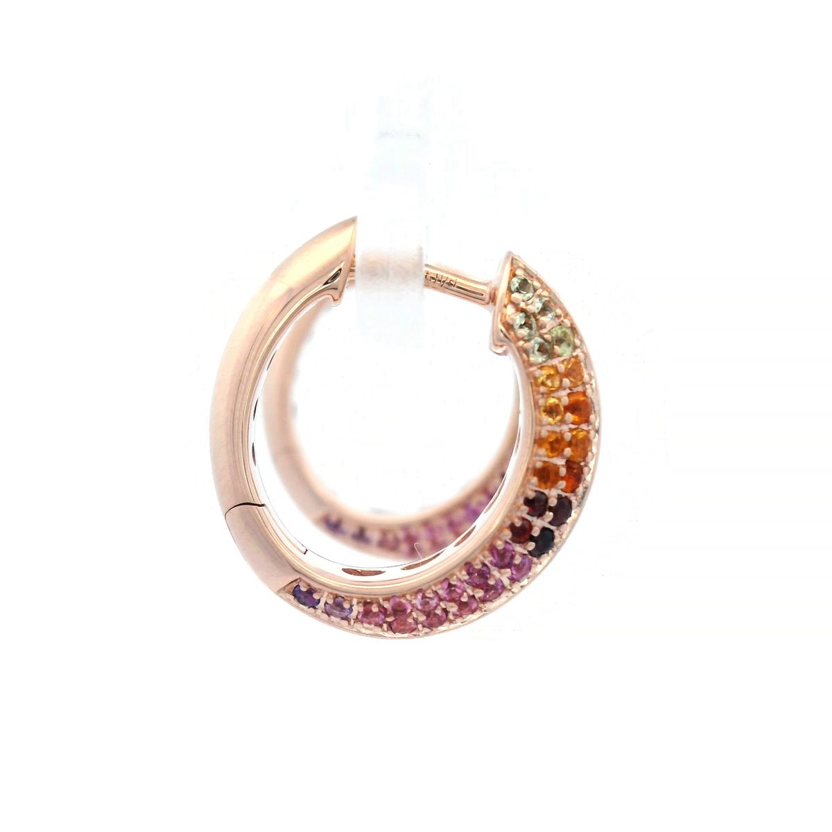Natural Gemstone and Diamond Huggie Earrings set in Rose Gold