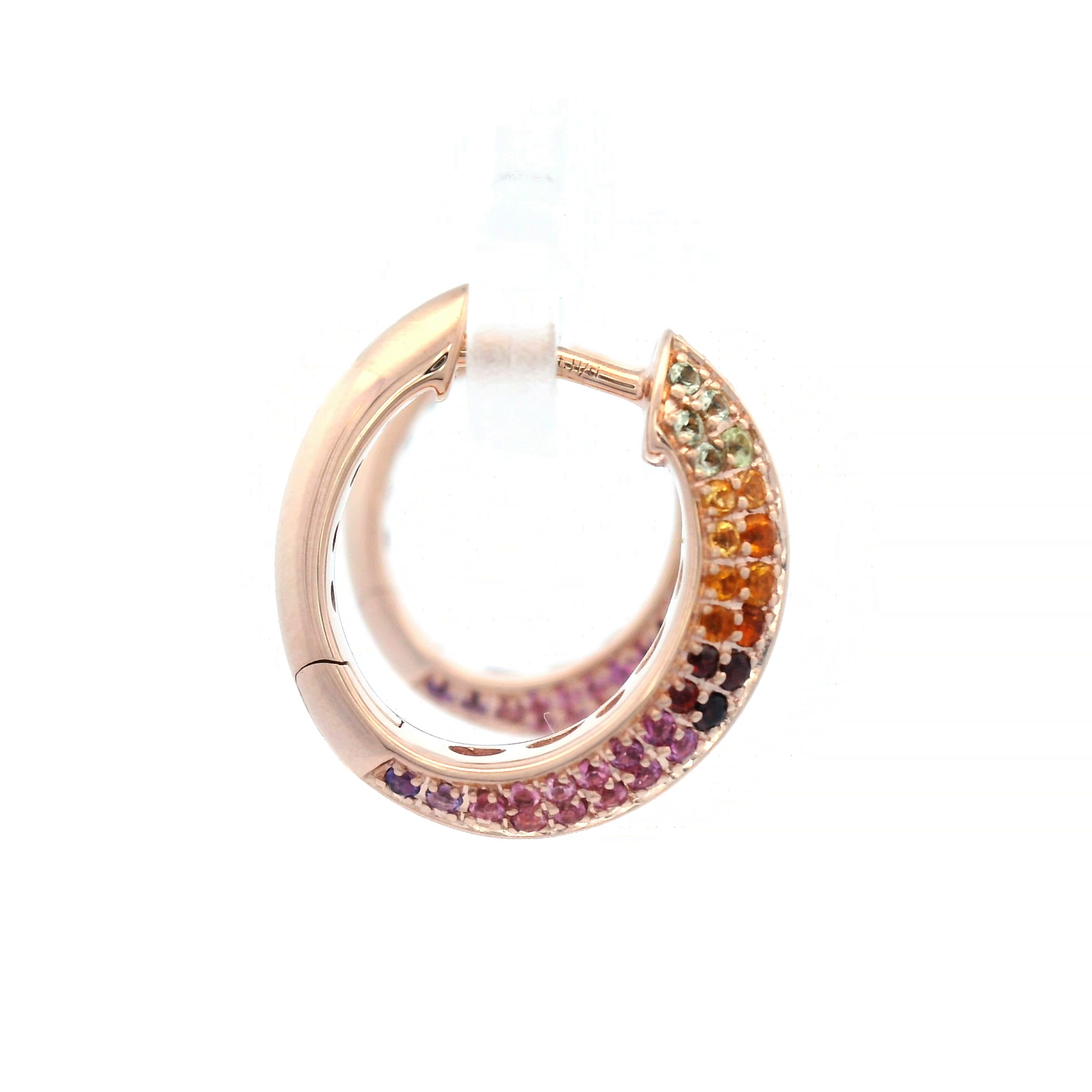Natural Gemstone and Diamond Huggie Earrings set in Rose Gold