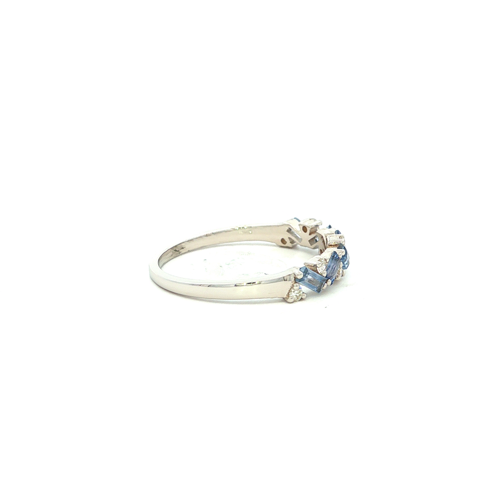 Ceylon Sapphire Baguette and Diamond Dress Ring White Gold