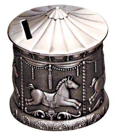 Russell Collection Money Bank - Pewter Finish Merry Go Round