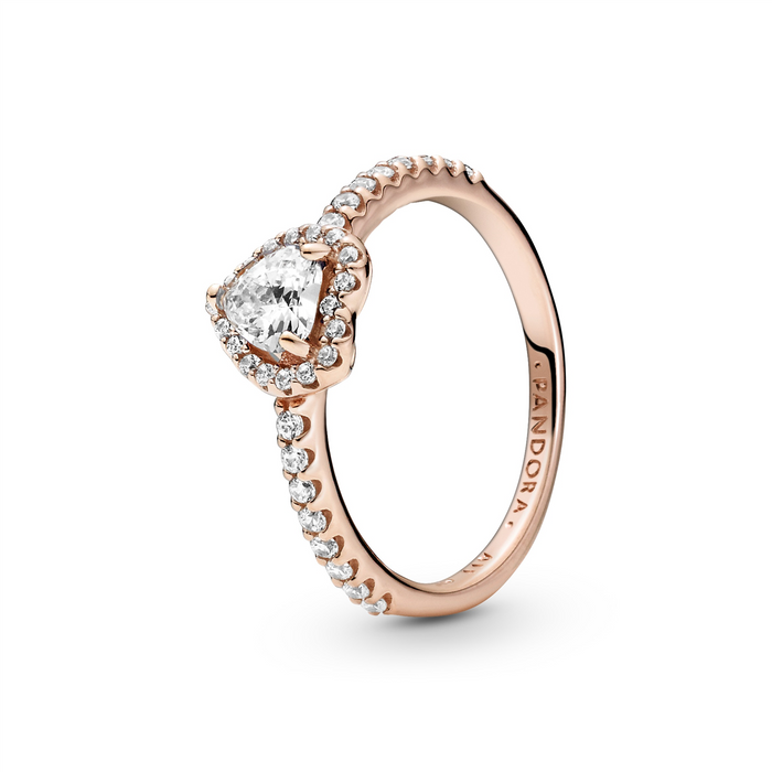 Pandora Rose Sparkling Elevated Heart Ring w CZ