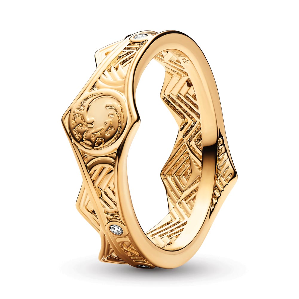 Pandora Project House Targaryen Crown 14k gold-plated ring with clear cubic zirconia