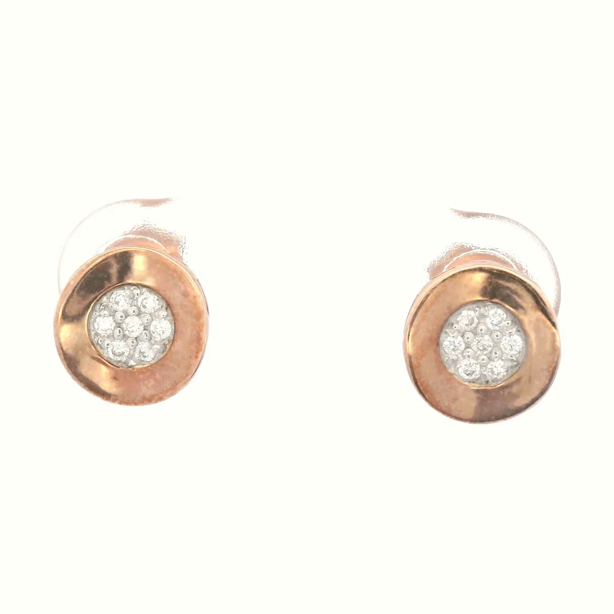 Circle Diamond Set in 9ct Rose Gold Stud Earrings