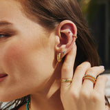 Ania Haie Silver Lab Created Turquoise Lotus Stud Earrings