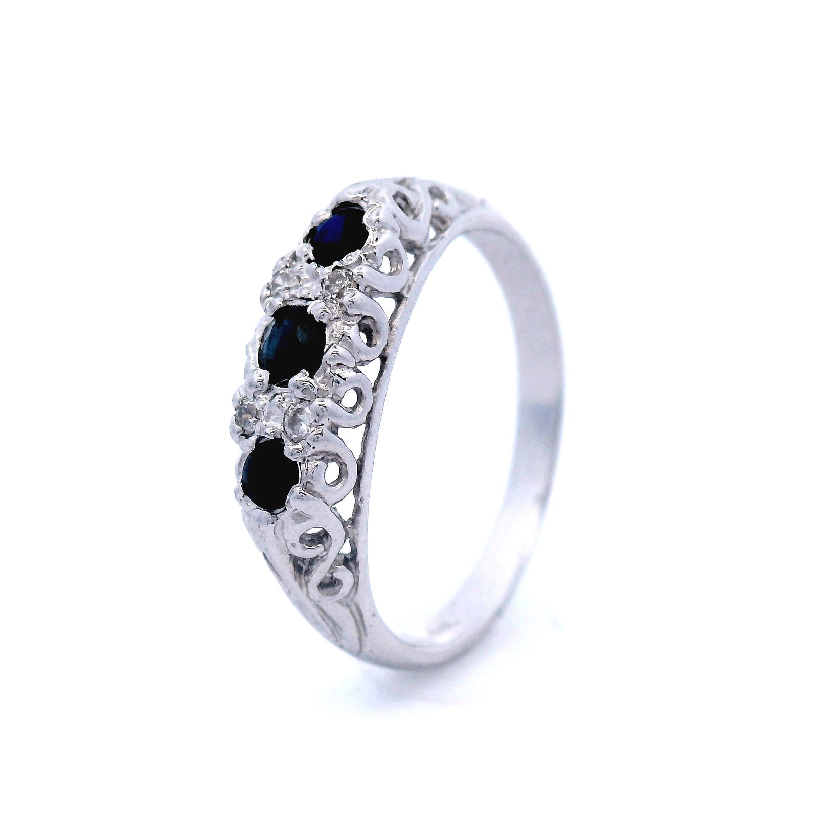 Antique Style London Bridge Sapphire and Diamond Dress Ring