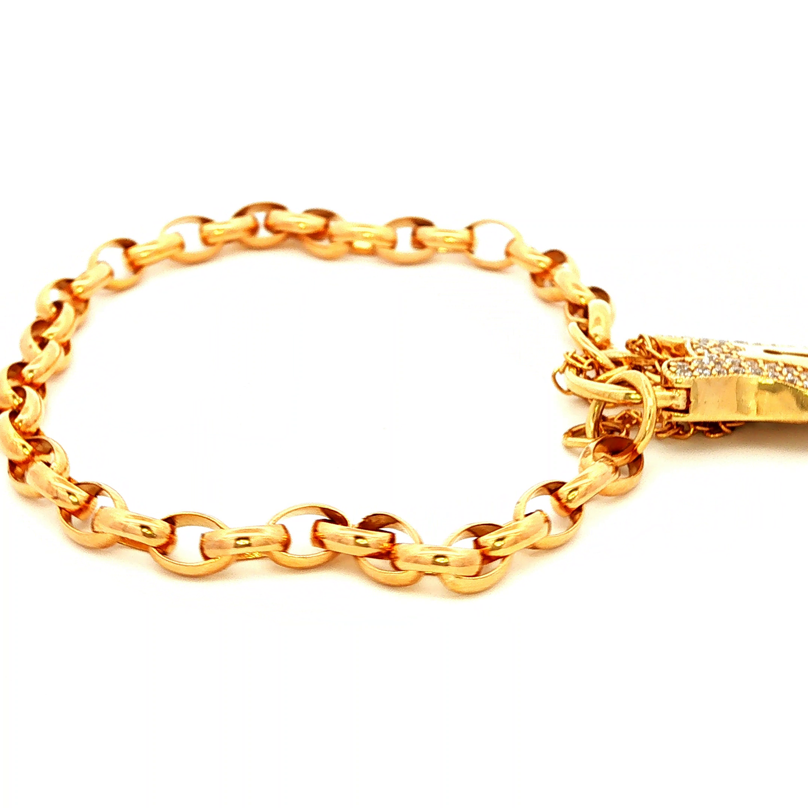 Fluted Padlock Belcher Bracelet in Yellow Gold
