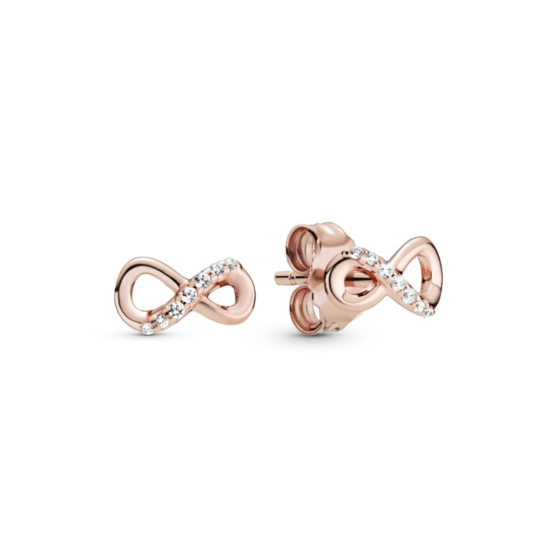 Pandora Rose Sparkling Infinity Earring Studs w CZ