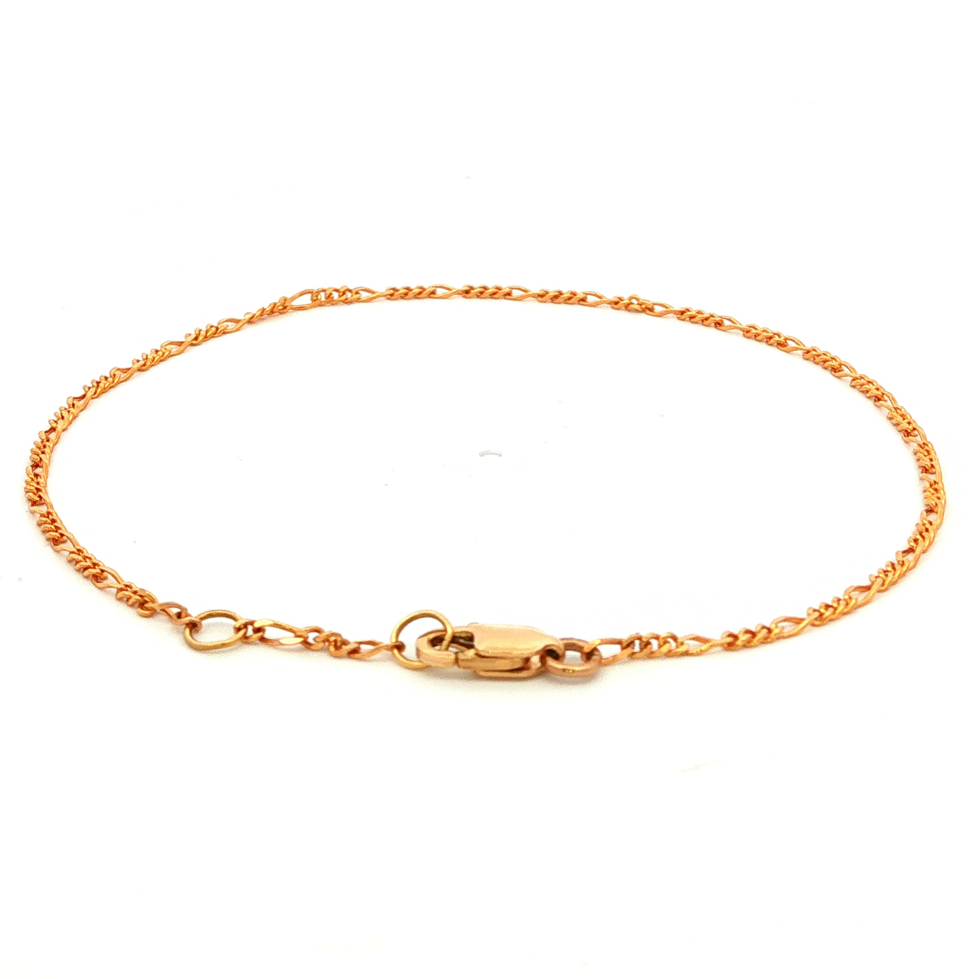 Diamond Cut Curb Figaro Link Bracelet in Yellow Gold