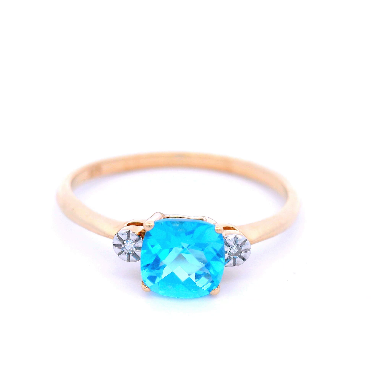 Natasha Square Blue Topaz & Diamond Dress Ring