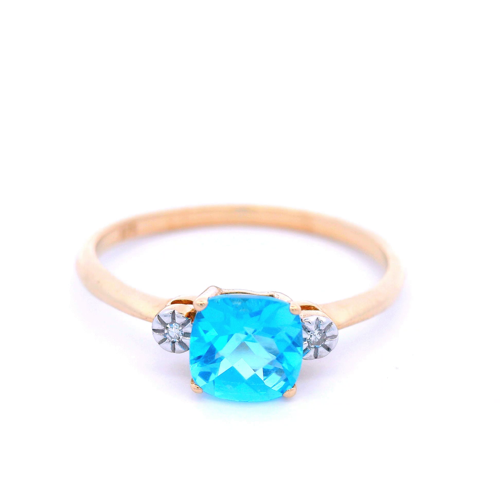 Natasha Square Blue Topaz & Diamond Dress Ring