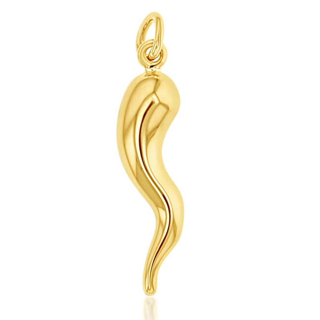 9ct YG Horn Chilli Pendant - 16mm