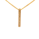 Yellow Gold Diamond Bar Pendant Necklace