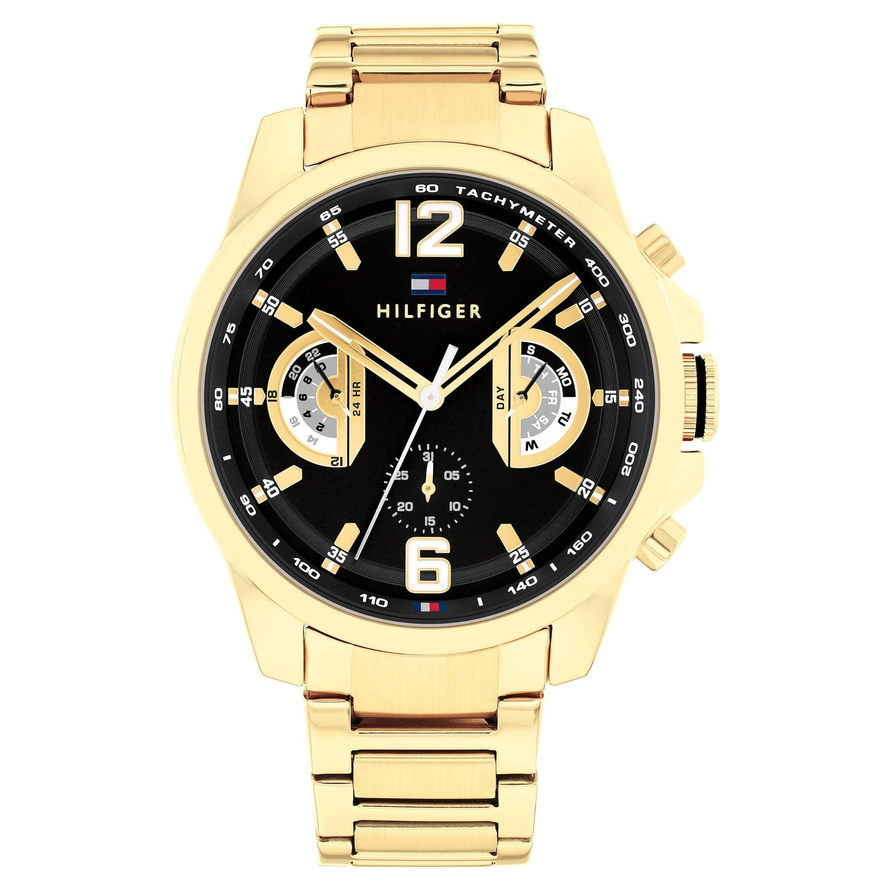 Tommy Hilfiger Gold Steel Black Dial Multi-function Men's Watch