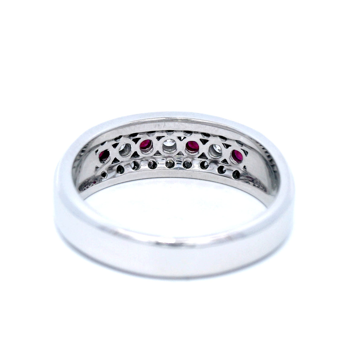9 Carat White Gold Ring Round Rubies