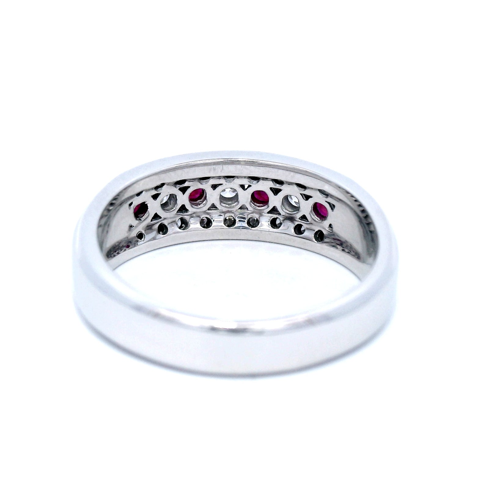 9 Carat White Gold Ring Round Rubies