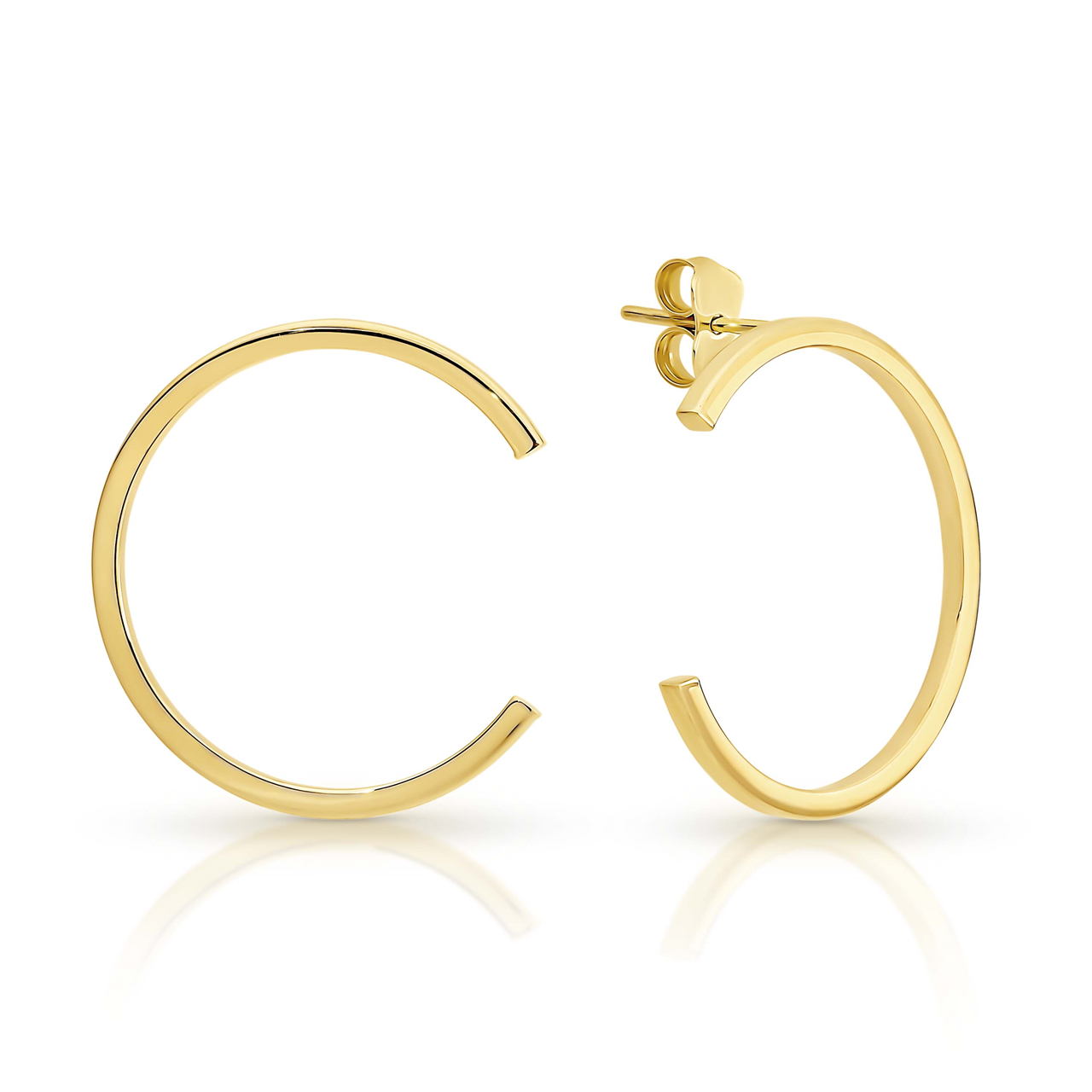 9ct Yellow Gold Open "C" Shaped Stud Earrings