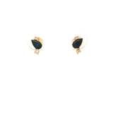 Pear Black Sapphire Earrings in Yellow Gold