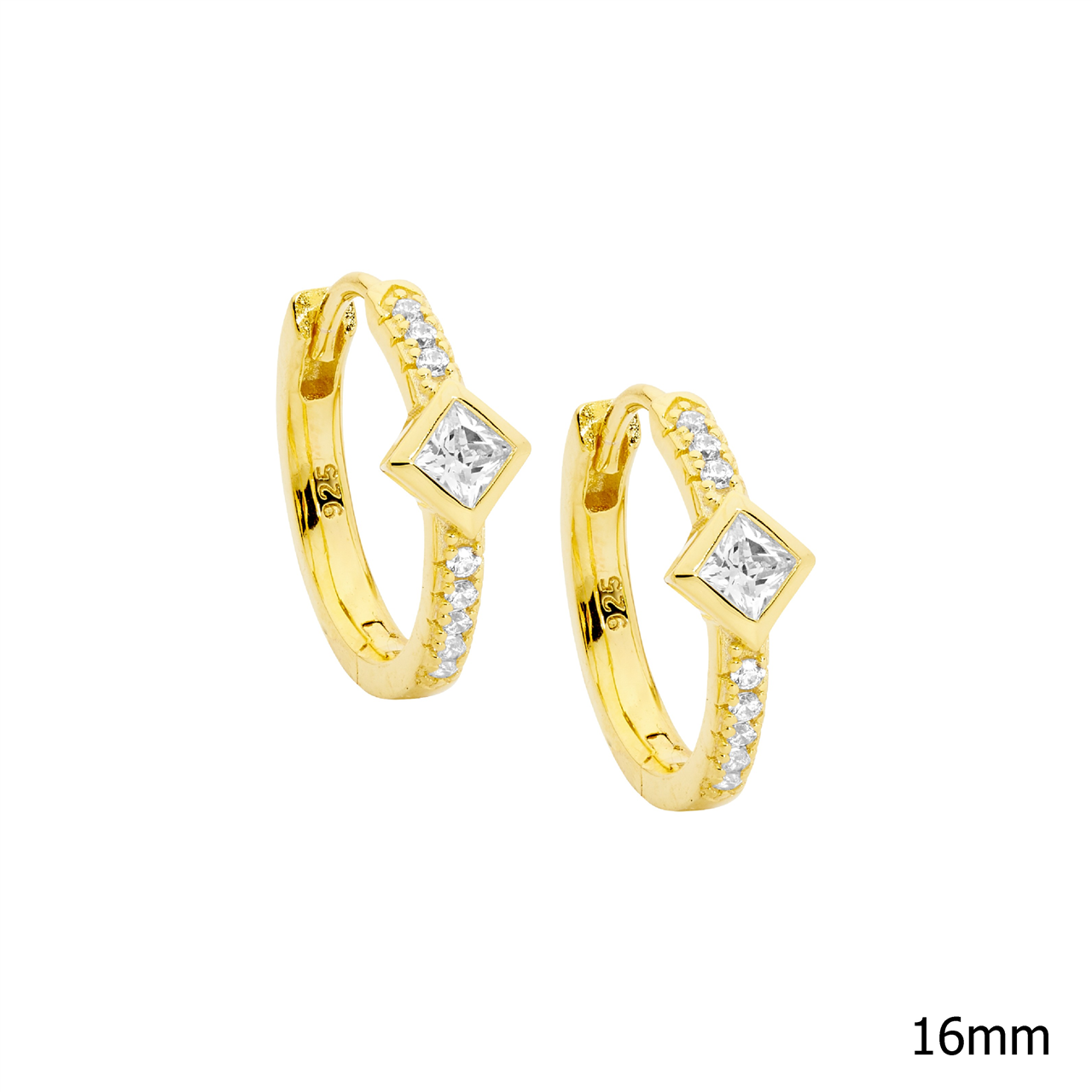 Ellani Hoop Earrings Set with Princess and Round Cut Cubic Zirconias