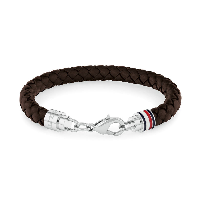 Tommy Hilfiger Jewellery Stainless Steel & Brown Leather Men's Bracelet