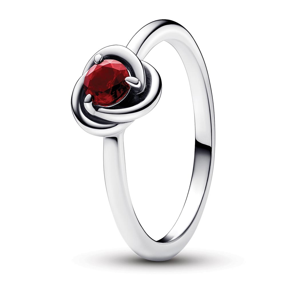 Pandora Sterling silver ring with salsa red crystal
