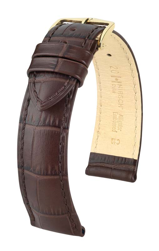 Hirsch Duke Brown Alligator Embossed Leather Watch Band