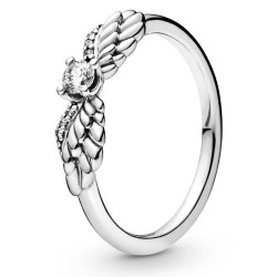 Pandora Sparkling Angel Wings Silver Ring w CZ
