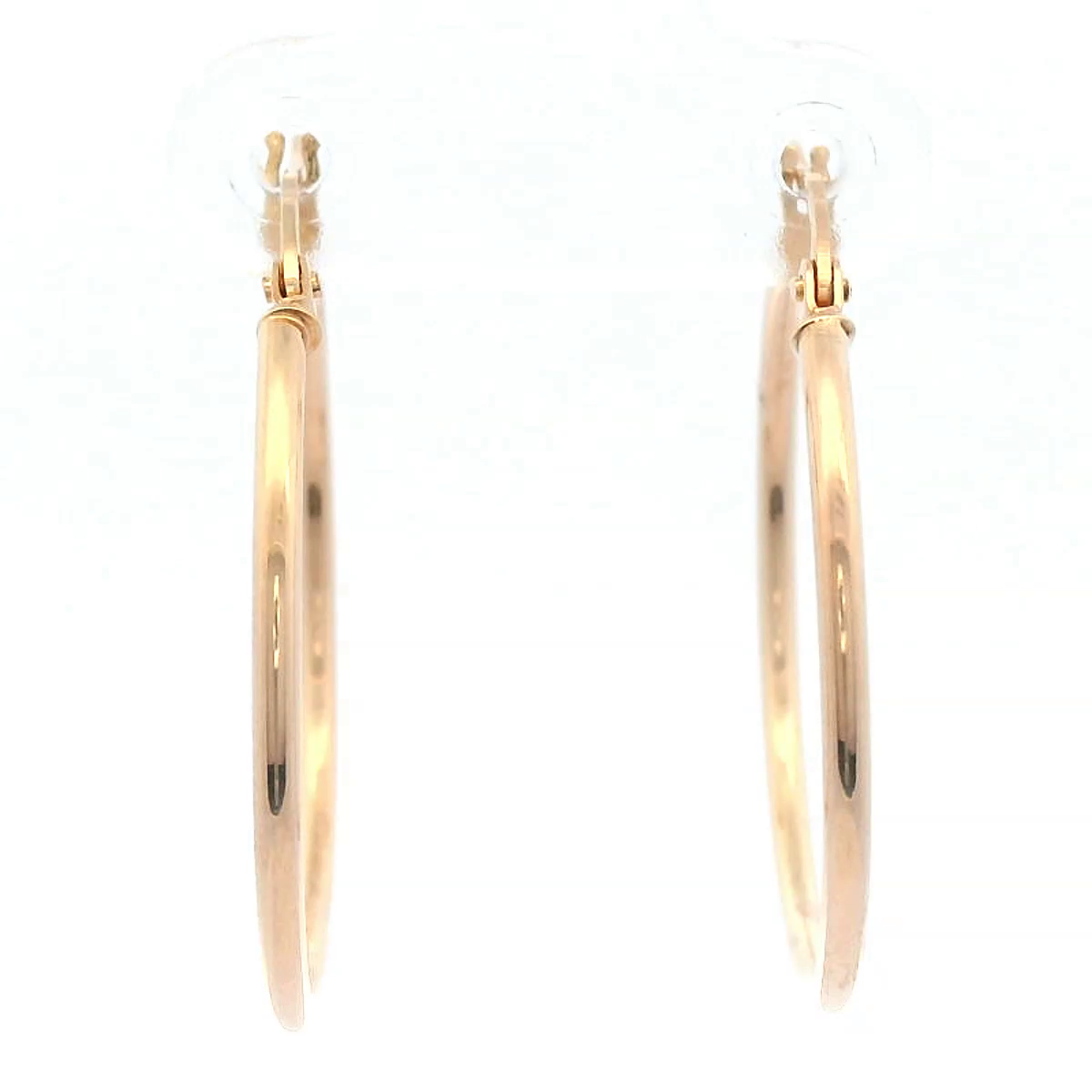 Yellow Gold Eboli 1.5mm Round Tube Hoop Earring