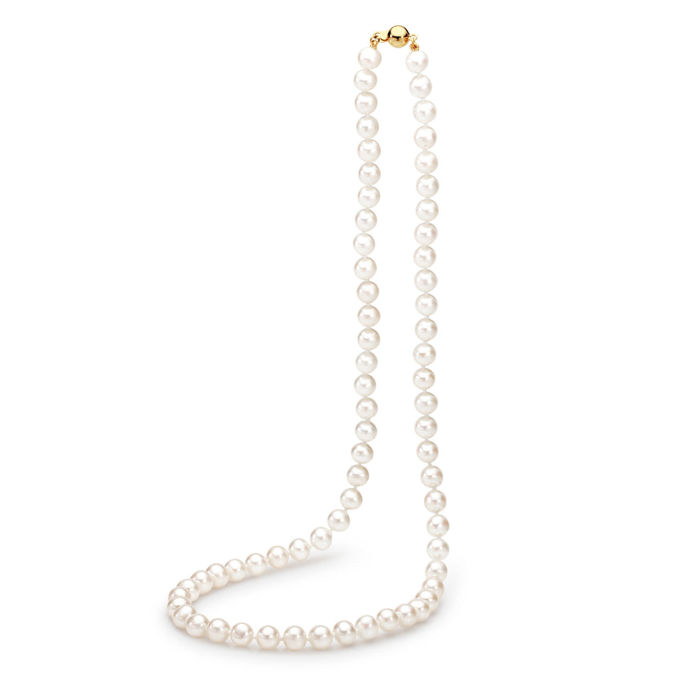 Ikecho White Round Freshwater Pearl Necklace