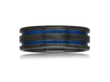 Black and Blue Zirconium Mens Ring