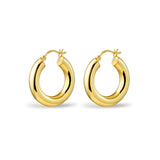 Sterling Silver Round Hollow Hoop Earrings