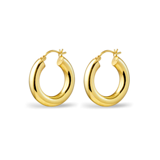 Sterling Silver Round Hollow Hoop Earrings
