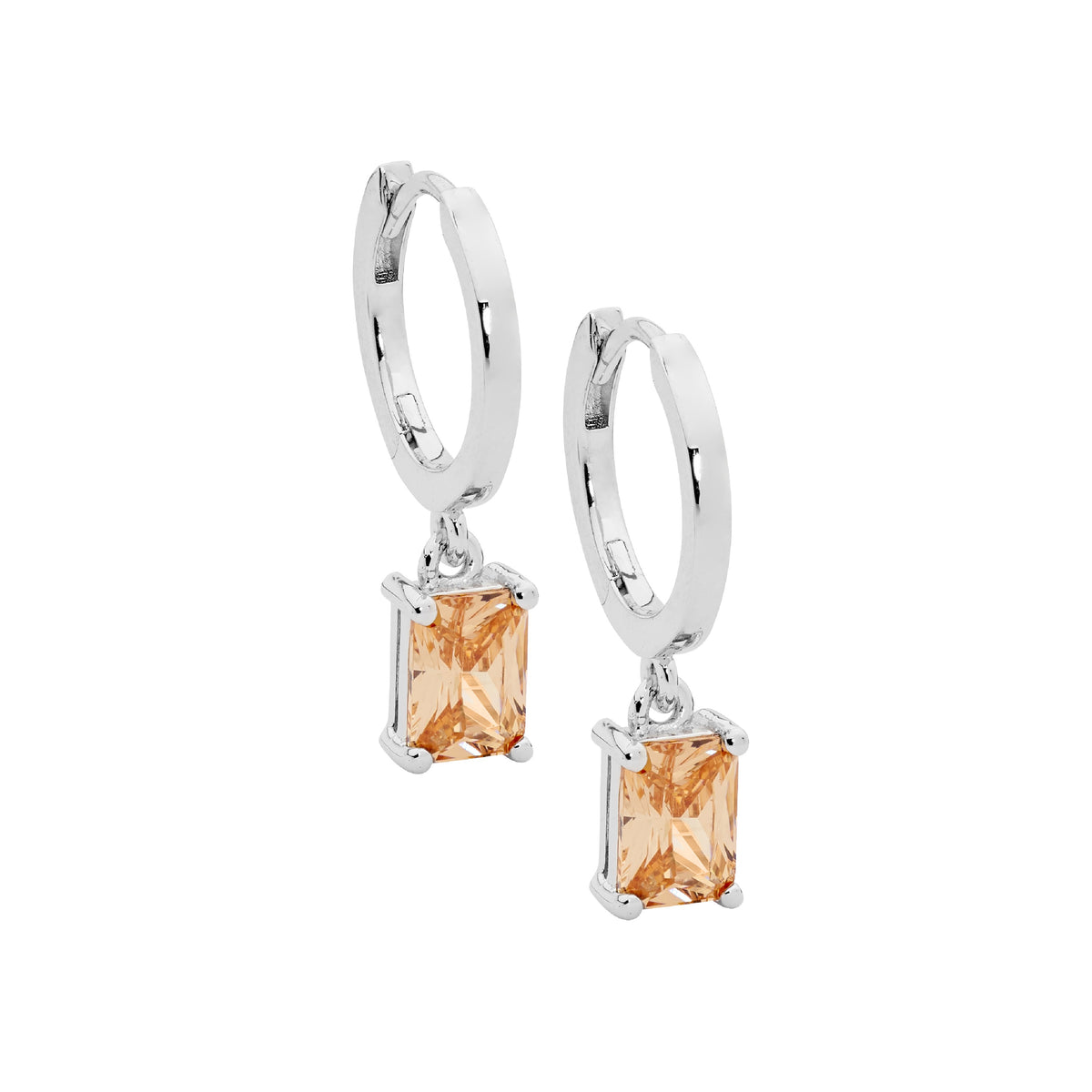Ellani Sterling Silver  Hoop Earrings with Cubic Zirconias
