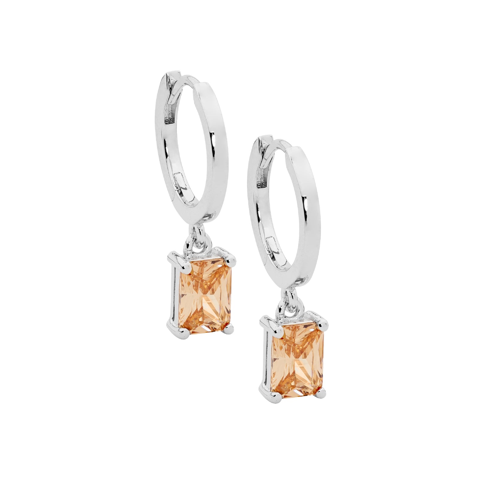 Ellani Sterling Silver  Hoop Earrings with Cubic Zirconias