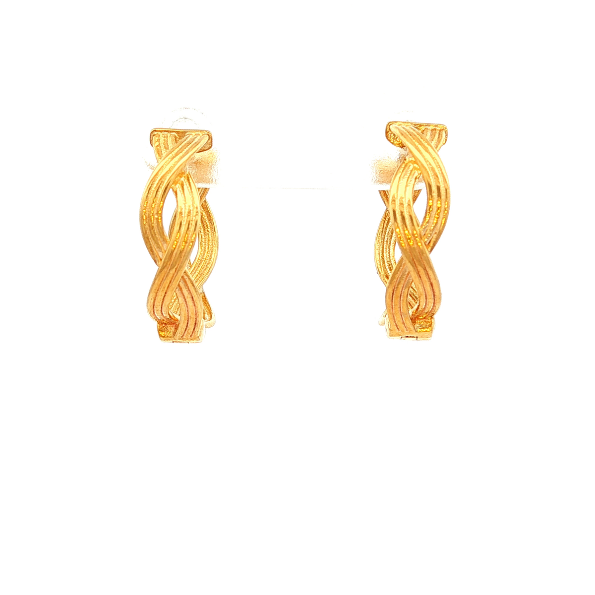 Swirl Plait Huggie Earrings in Yellow Gold