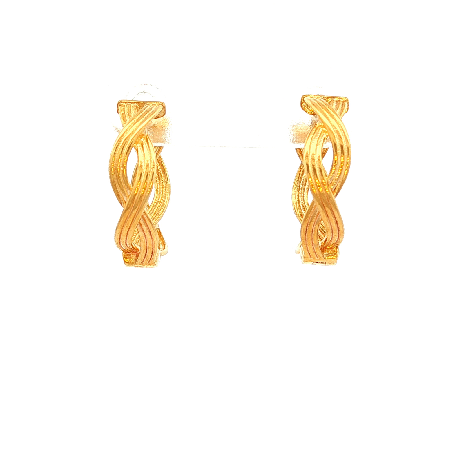 Swirl Plait Huggie Earrings in Yellow Gold