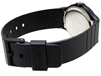 Casio Gents Analogue Watch with White Face, Arabic Numbers, 50 Metres Water Resistant and Black Resin Band.  Model: MW59-7B