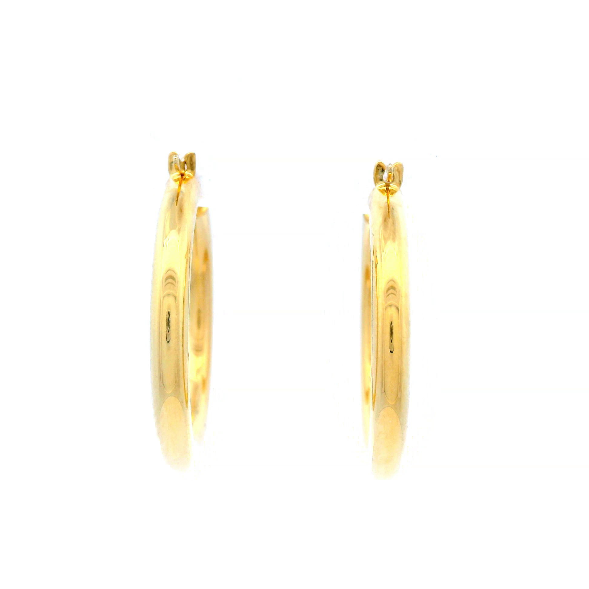 20mm Plain Hoop Earrings in Yellow Gold