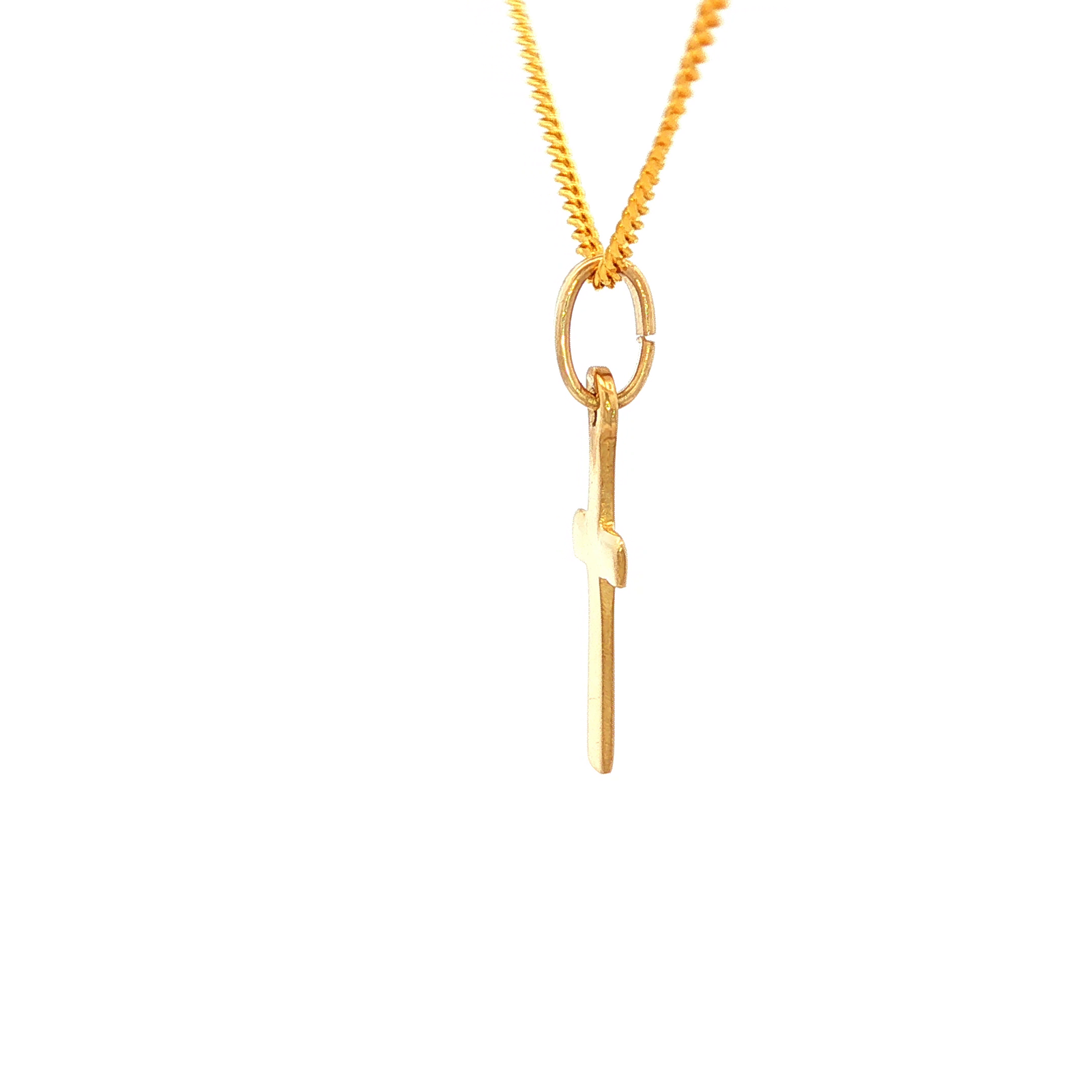 Flat Plain Cross in Yellow Gold
