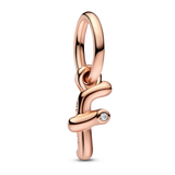 Letter f 14k rose gold-plated dangle with clear cubic zirconia
