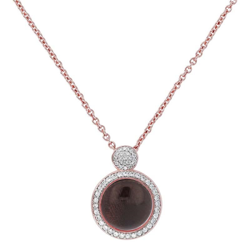 Bronzallure Preziosa Smoky Quartz & CZ Necklace