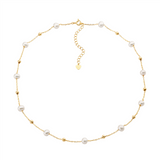 SS freshwater pearl & ball 40+5cm necklace