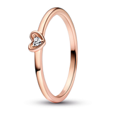 Heart 14k rose gold-plated ring with clear cubic zirconia