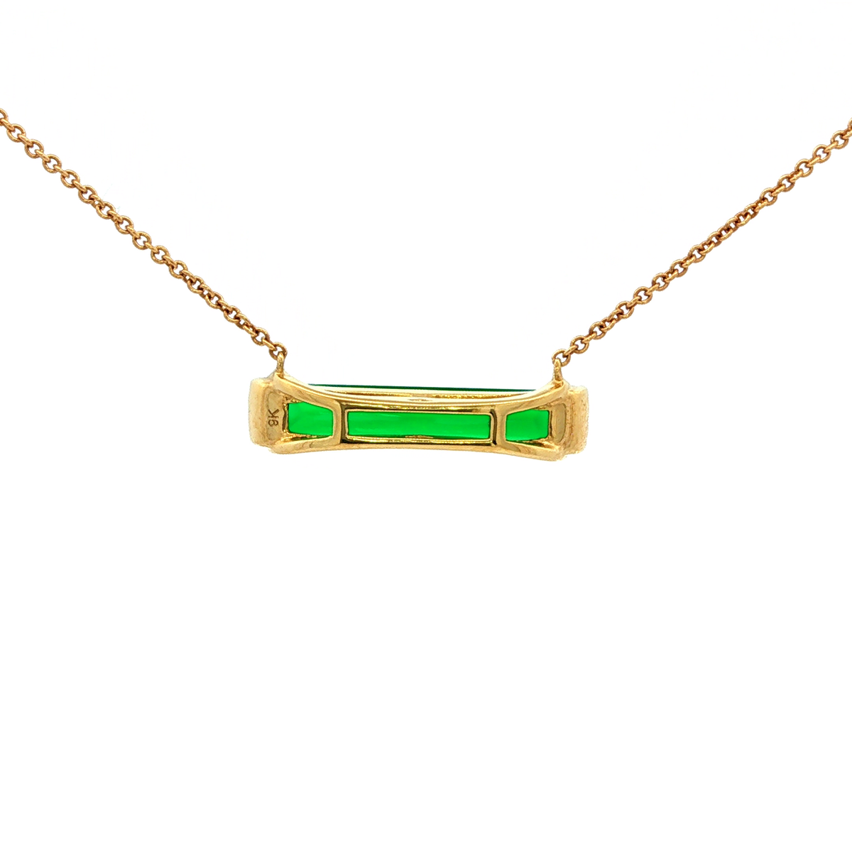 Diamond and Green Onyx Necklace in Yellow Gold