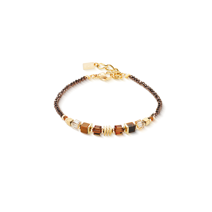 Coeur De Lion Gold Brown Wave Cube Flow Bracelet